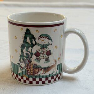 Sakura Winter Follies Christmas Mug Debbie Mumm Snowmen and penguins 1998